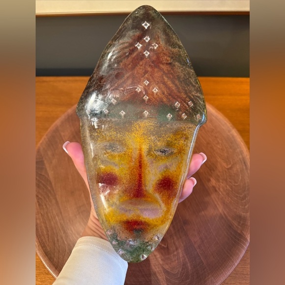 Diane Ferland Unsigned Glass Mask  10x6 Vintage Glass Collectible - Picture 4 of 10